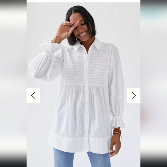 Maeve Smocked Tunic Buttondown Sz S Semi New - Picture 1 of 6